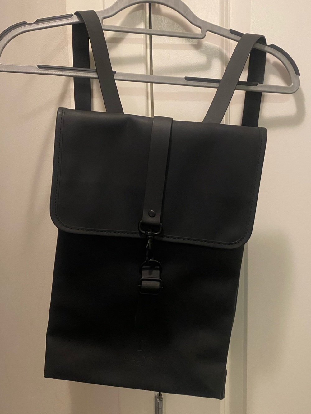 Rains Black Minimal Backpack